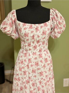 Altar’d State White Dress with Pink Floral Print